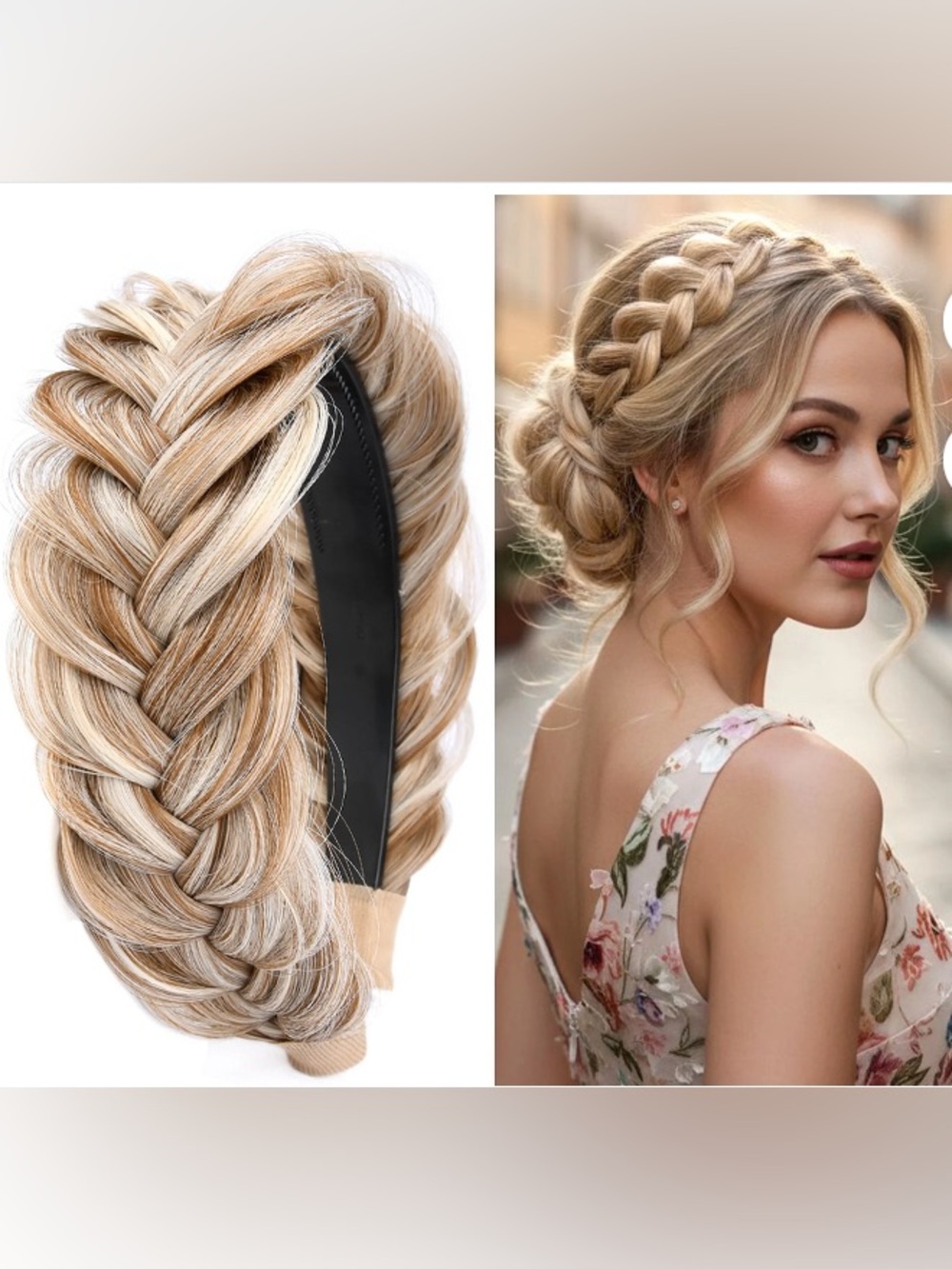 DIGUAN Wide Messy Braided Hair Headband Plaited (Sandy Blonde)